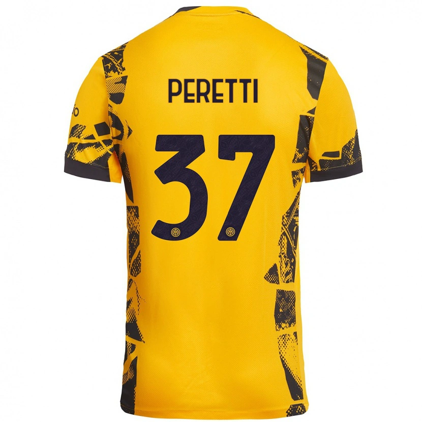 Danxen Kinder Lorenzo Peretti #37 Gold Schwarz Ausweichtrikot Trikot 2024/25 T-Shirt