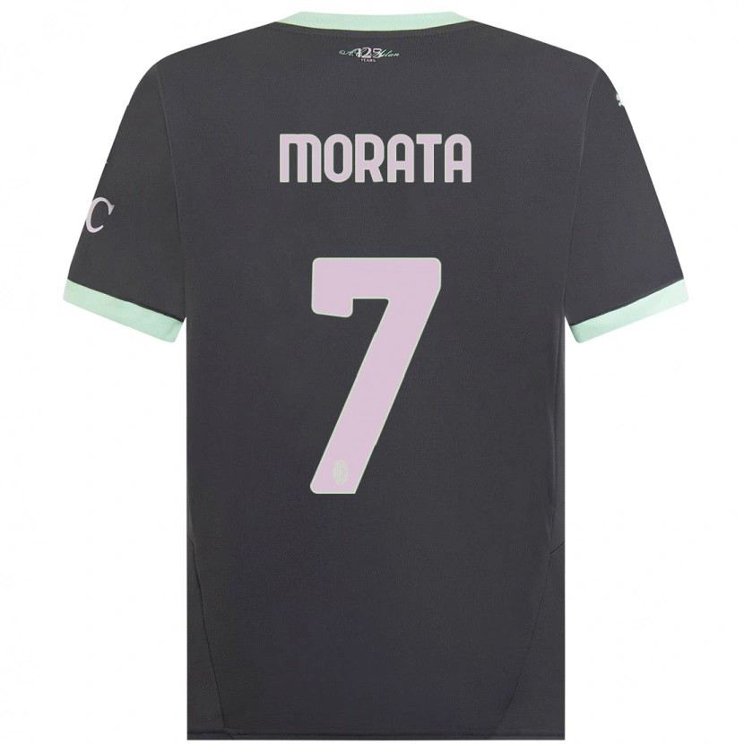 Danxen Kinder Álvaro Morata #7 Grau Ausweichtrikot Trikot 2024/25 T-Shirt