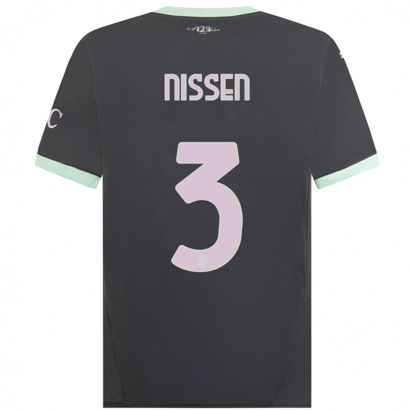 Danxen Kinder Fredrik Nissen #3 Grau Ausweichtrikot Trikot 2024/25 T-Shirt