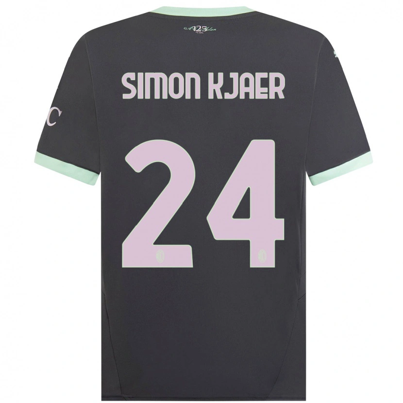 Danxen Kinder Simon Kjaer #24 Grau Ausweichtrikot Trikot 2024/25 T-Shirt