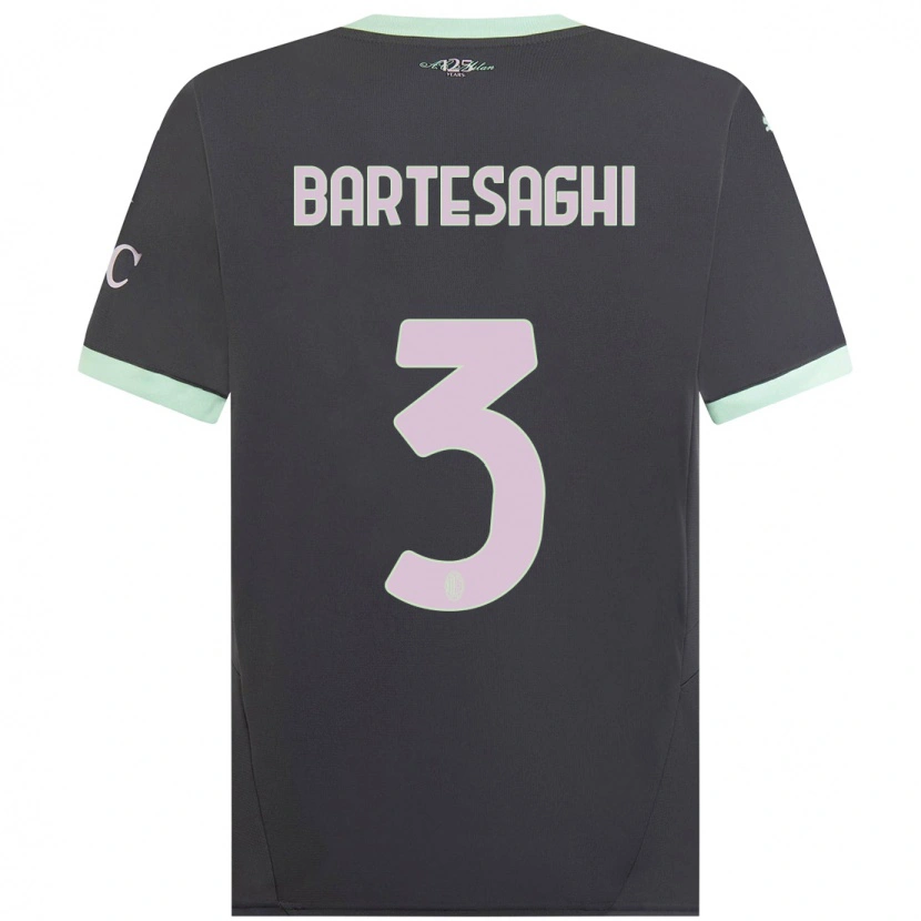 Danxen Kinder Davide Bartesaghi #3 Grau Ausweichtrikot Trikot 2024/25 T-Shirt