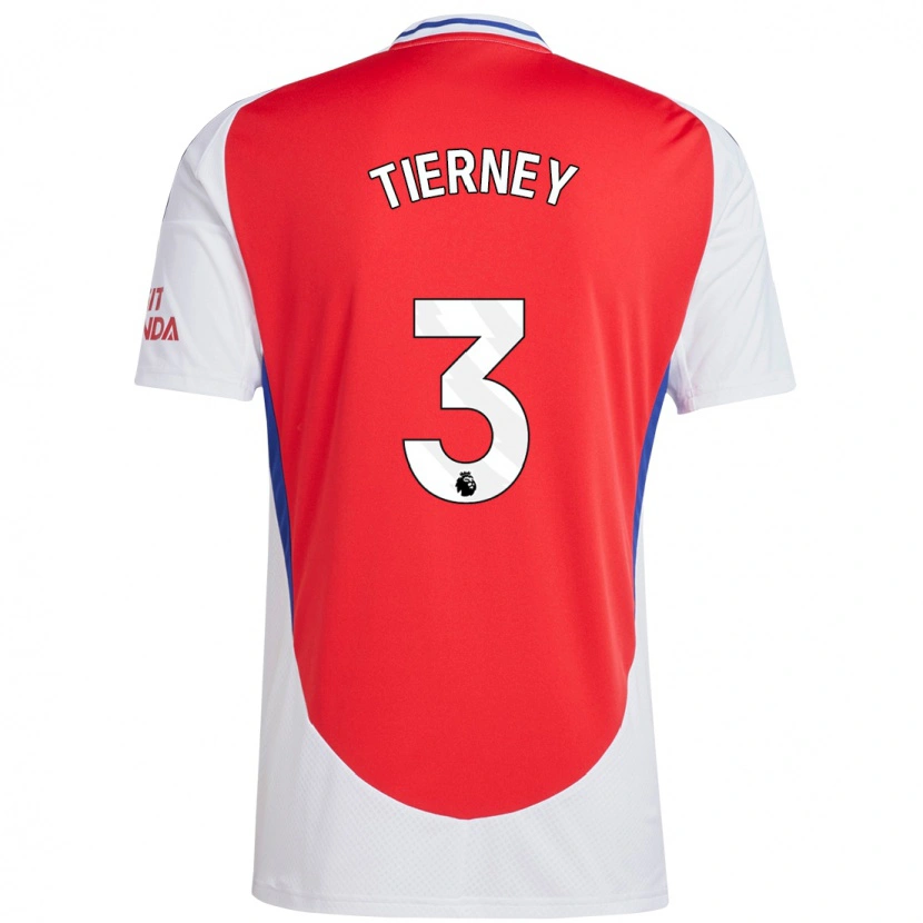 Danxen Herren Kieran Tierney #3 Rot Weiß Heimtrikot Trikot 2024/25 T-Shirt