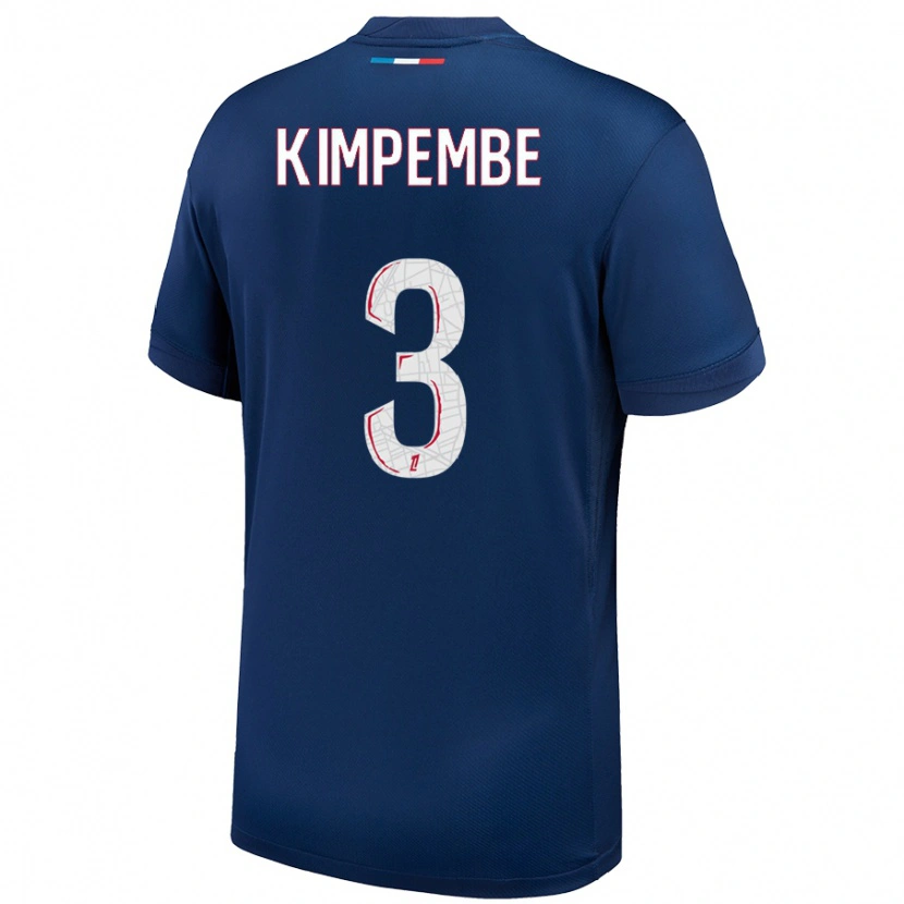 Danxen Herren Presnel Kimpembe #3 Marineblau Weiß Heimtrikot Trikot 2024/25 T-Shirt