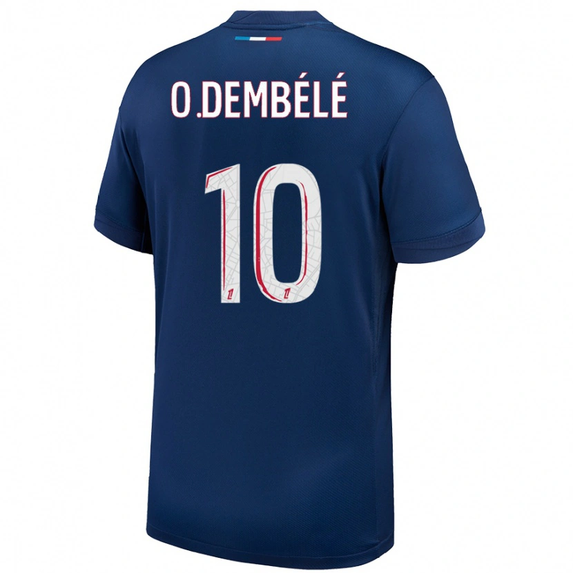 Danxen Herren Ousmane Dembélé #10 Marineblau Weiß Heimtrikot Trikot 2024/25 T-Shirt