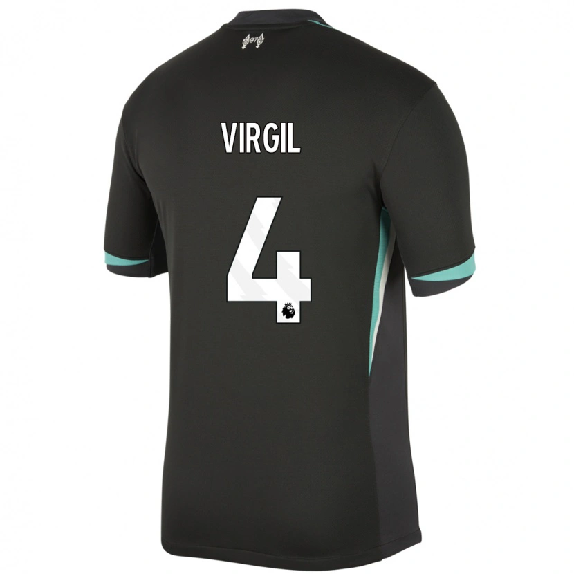 Danxen Herren Virgil Van Dijk #4 Schwarz Anthrazitweiß Auswärtstrikot Trikot 2024/25 T-Shirt