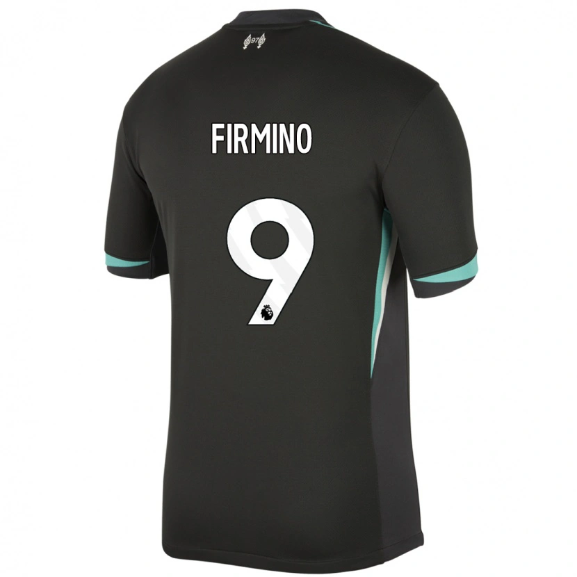 Danxen Herren Roberto Firmino #9 Schwarz Anthrazitweiß Auswärtstrikot Trikot 2024/25 T-Shirt