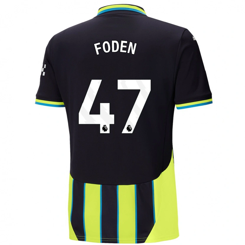 Danxen Herren Phil Foden #47 Blaugelb Auswärtstrikot Trikot 2024/25 T-Shirt