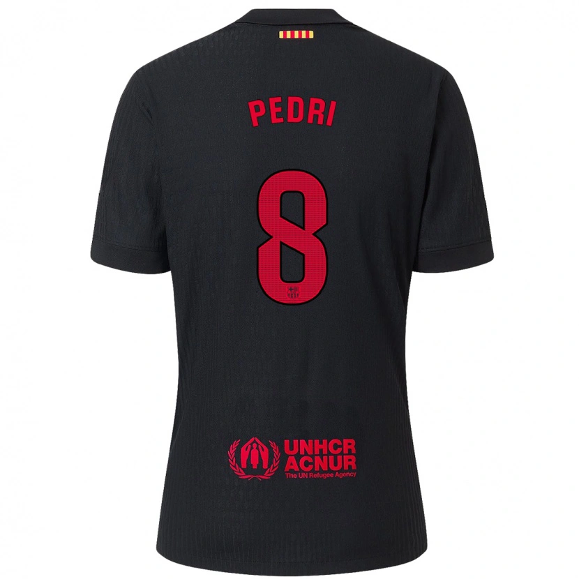 Danxen Herren Pedri #8 Schwarz Rot Auswärtstrikot Trikot 2024/25 T-Shirt