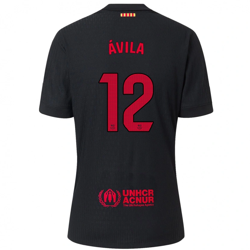 Danxen Herren Dani Ávila #12 Schwarz Rot Auswärtstrikot Trikot 2024/25 T-Shirt