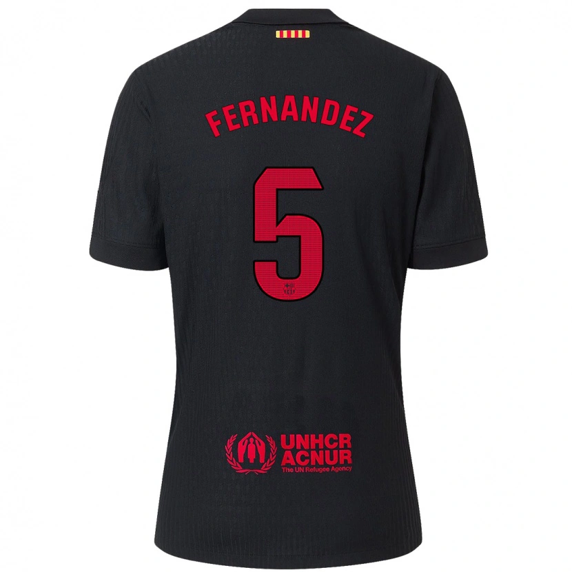 Danxen Herren Jana Fernández #5 Schwarz Rot Auswärtstrikot Trikot 2024/25 T-Shirt