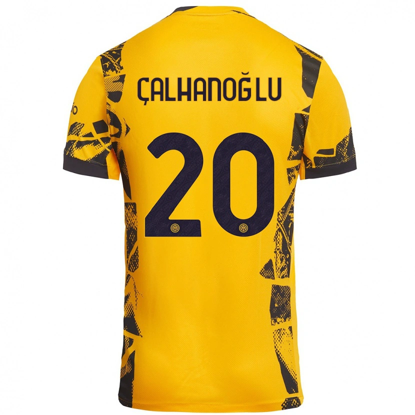 Danxen Herren Hakan Çalhanoğlu #20 Gold Schwarz Ausweichtrikot Trikot 2024/25 T-Shirt