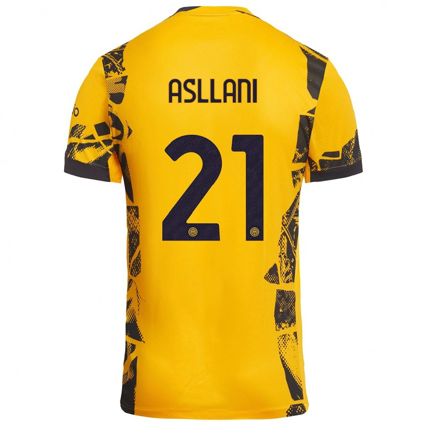 Danxen Herren Kristjan Asllani #21 Gold Schwarz Ausweichtrikot Trikot 2024/25 T-Shirt