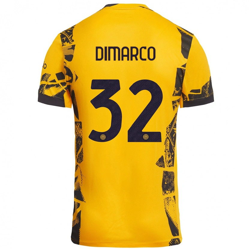 Danxen Herren Federico Dimarco #32 Gold Schwarz Ausweichtrikot Trikot 2024/25 T-Shirt