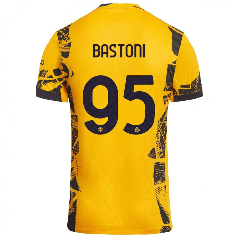 Danxen Herren Alessandro Bastoni #95 Gold Schwarz Ausweichtrikot Trikot 2024/25 T-Shirt