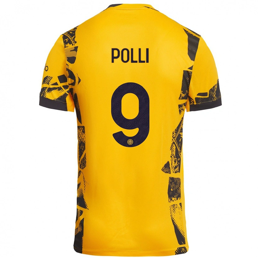 Danxen Herren Elisa Polli #9 Gold Schwarz Ausweichtrikot Trikot 2024/25 T-Shirt