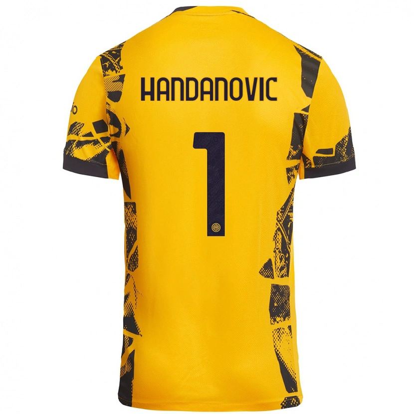 Danxen Herren Samir Handanovic #1 Gold Schwarz Ausweichtrikot Trikot 2024/25 T-Shirt