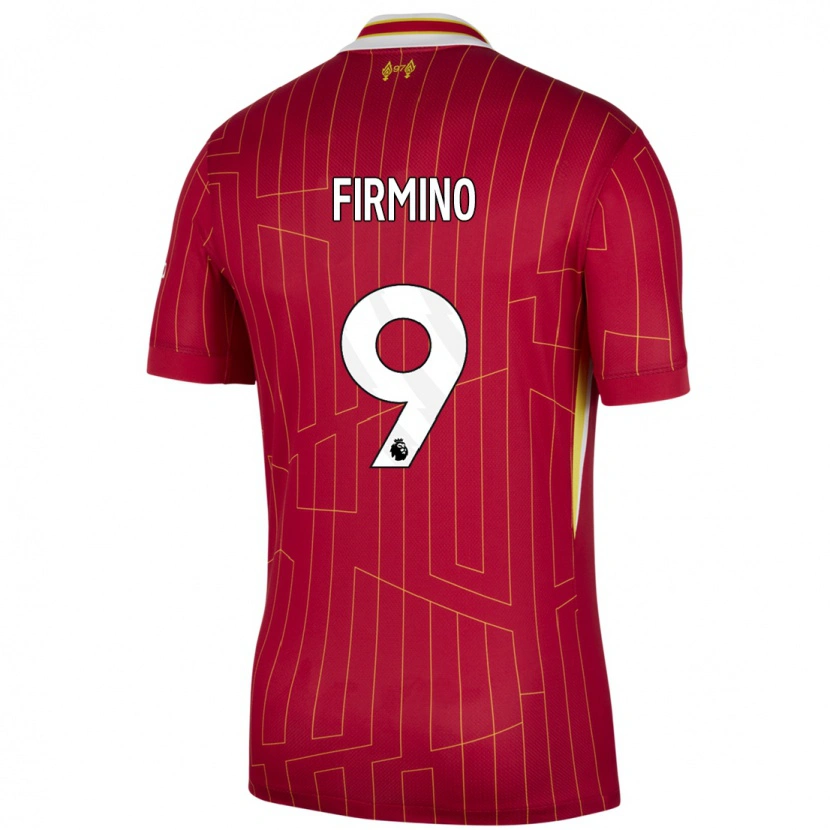 Danxen Damen Roberto Firmino #9 Rot Gelb Weiß Heimtrikot Trikot 2024/25 T-Shirt