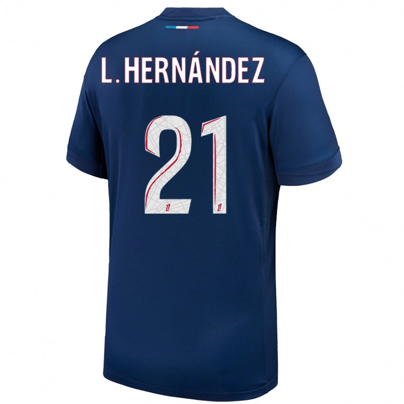 Danxen Damen Lucas Hernández #21 Marineblau Weiß Heimtrikot Trikot 2024/25 T-Shirt