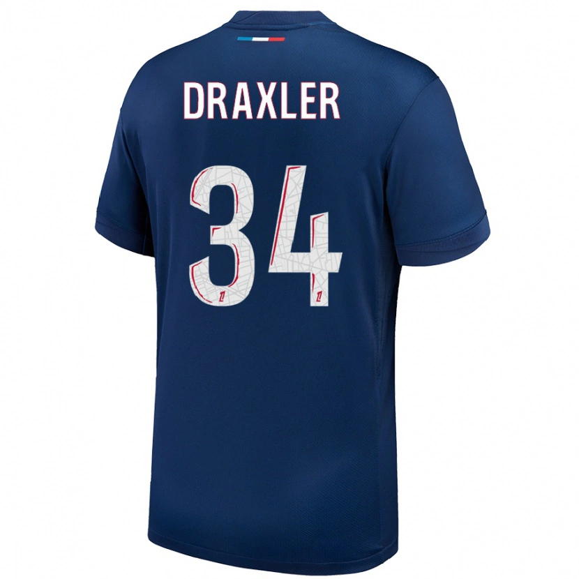 Danxen Damen Julian Draxler #34 Marineblau Weiß Heimtrikot Trikot 2024/25 T-Shirt