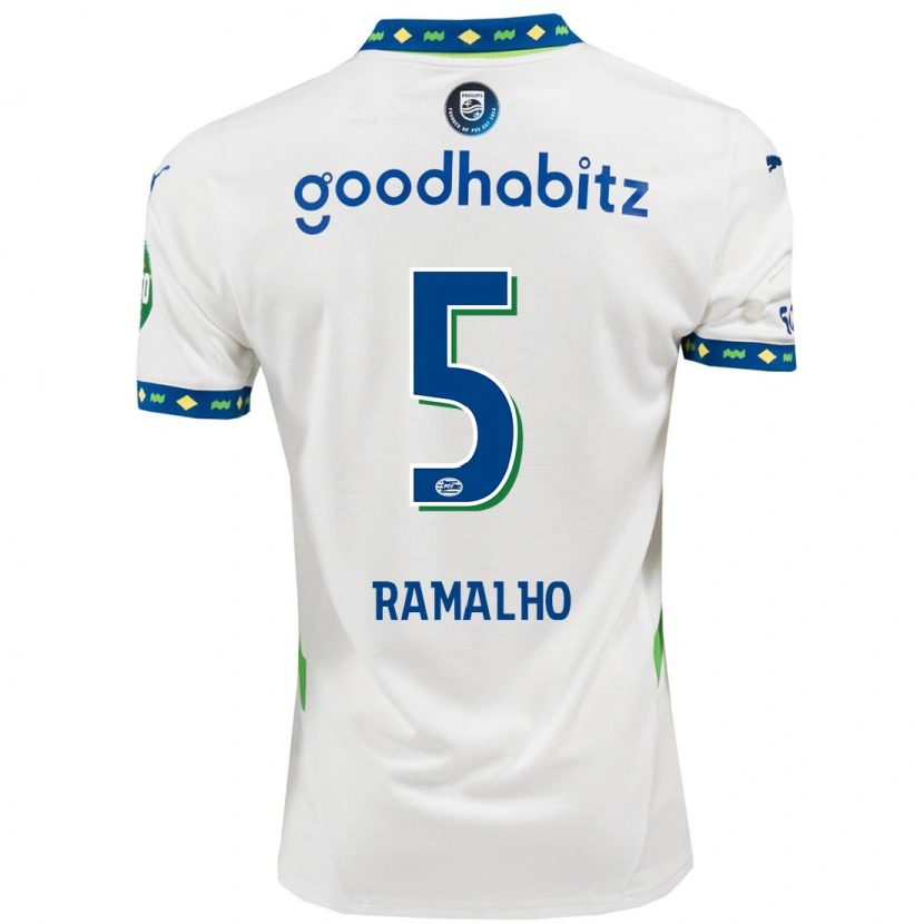 Danxen Damen André Ramalho #5 Weiß Dunkelblau Ausweichtrikot Trikot 2024/25 T-Shirt