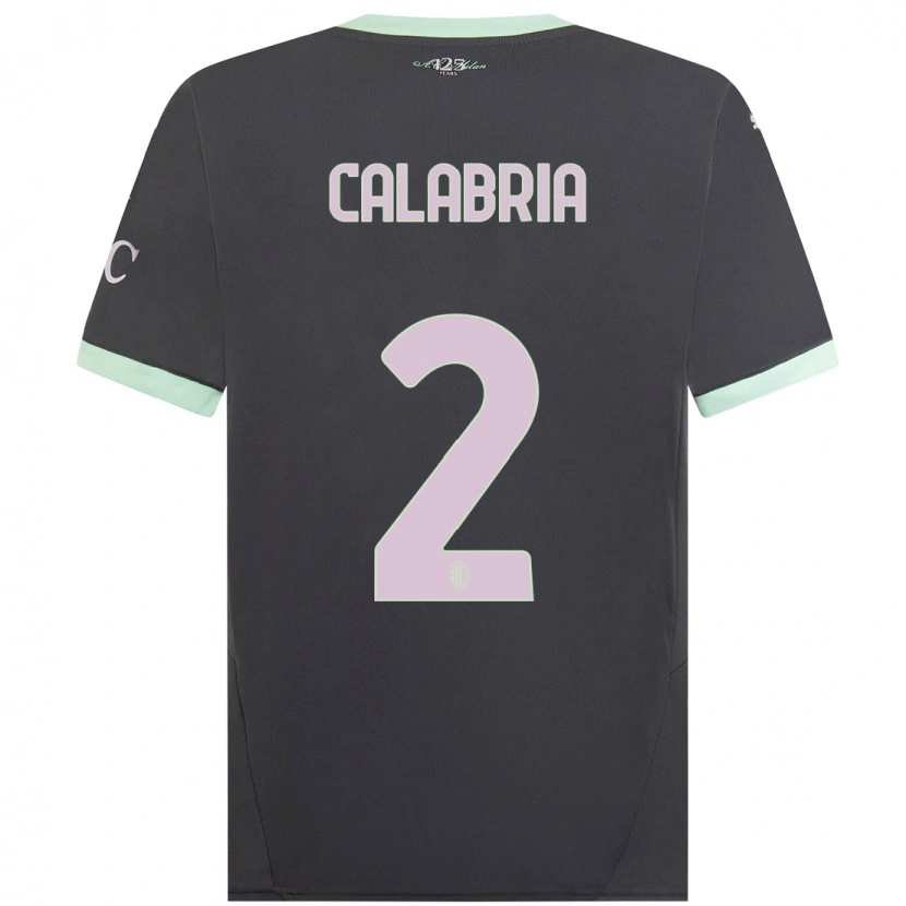 Danxen Damen Davide Calabria #2 Grau Ausweichtrikot Trikot 2024/25 T-Shirt