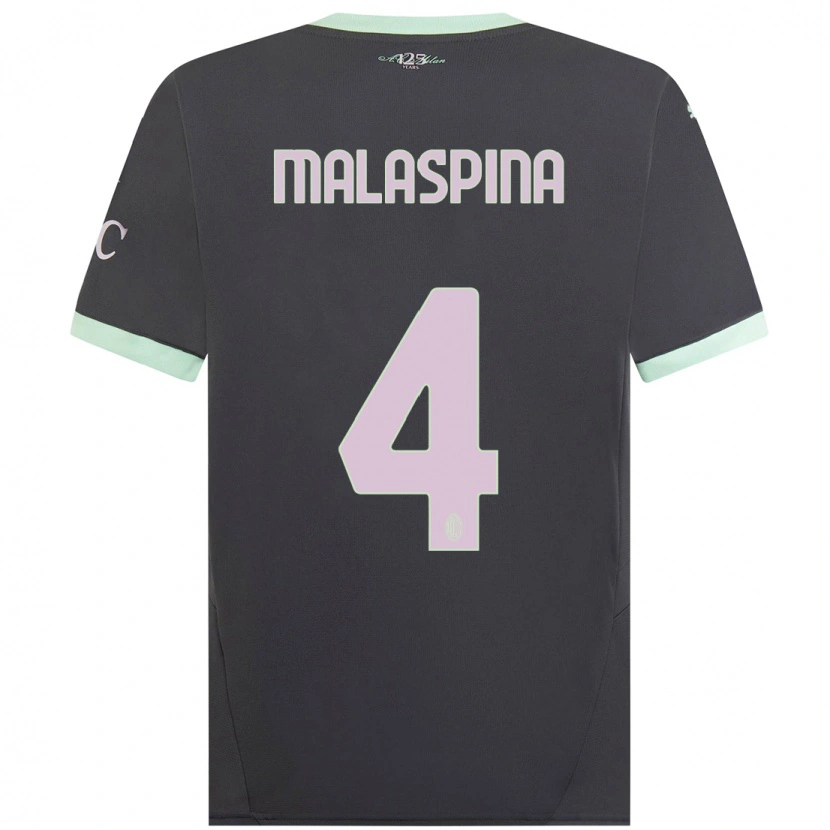 Danxen Damen Mattia Malaspina #4 Grau Ausweichtrikot Trikot 2024/25 T-Shirt