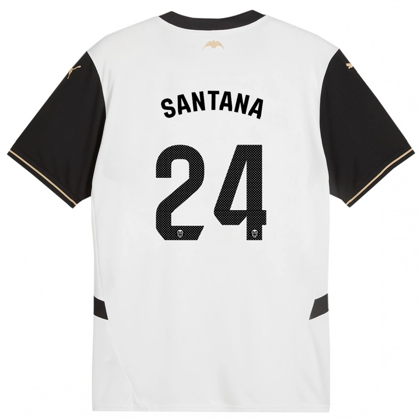 Danxen Kinder Ismael Santana #24 Weiß Schwarz Heimtrikot Trikot 2024/25 T-Shirt