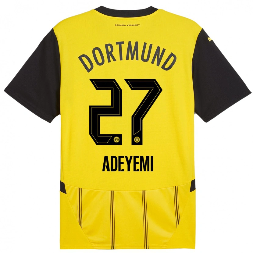 Danxen Kinder Karim Adeyemi #27 Gelb Schwarz Heimtrikot Trikot 2024/25 T-Shirt