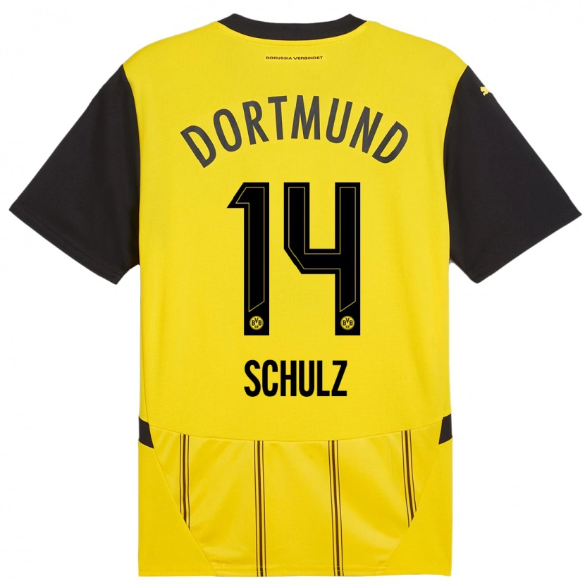 Danxen Kinder Nico Schulz #14 Gelb Schwarz Heimtrikot Trikot 2024/25 T-Shirt