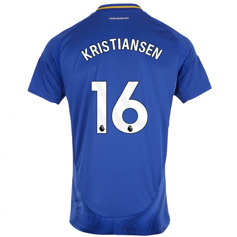 Danxen Kinder Victor Kristiansen #16 Blau Weiß Heimtrikot Trikot 2024/25 T-Shirt