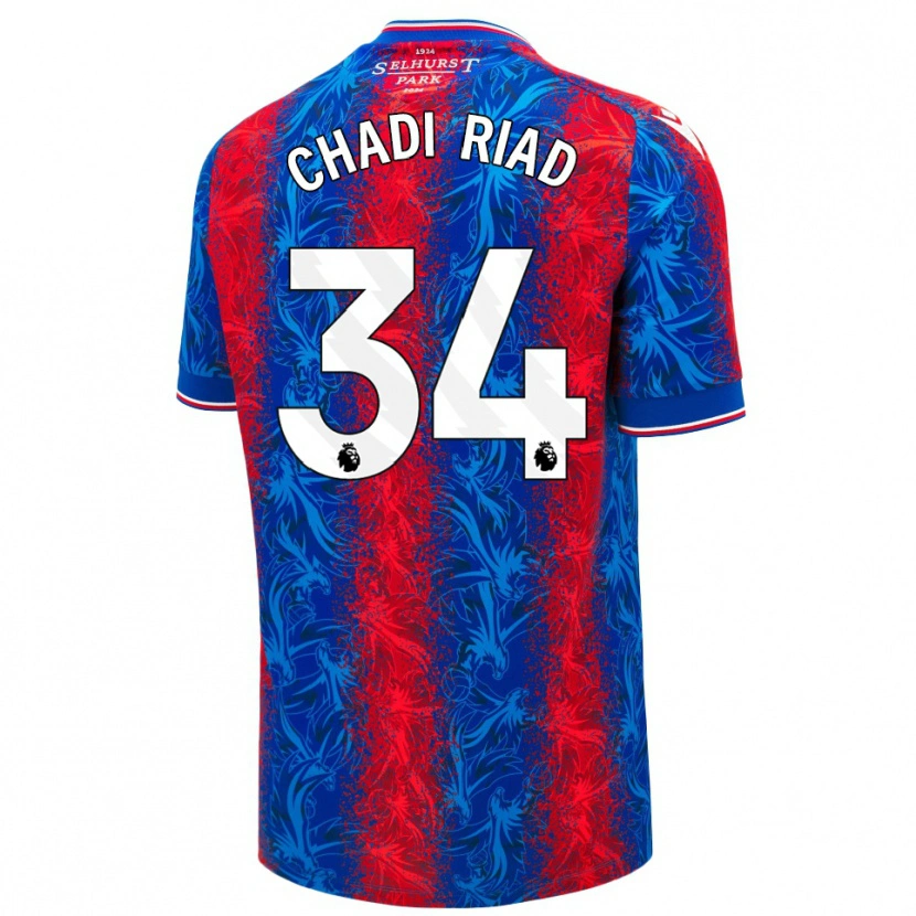 Danxen Kinder Chadi Riad #34 Rot Blauen Streifen Heimtrikot Trikot 2024/25 T-Shirt