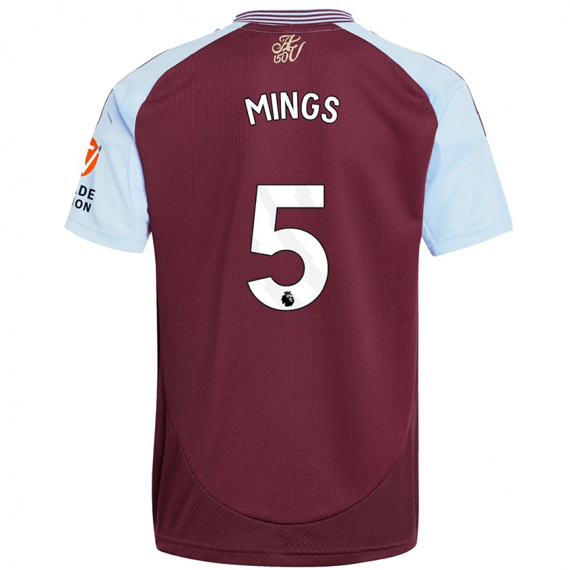 Danxen Kinder Tyrone Mings #5 Burgunder Himmelblau Heimtrikot Trikot 2024/25 T-Shirt