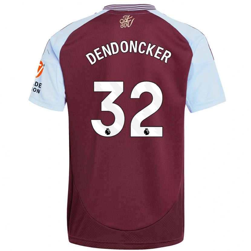 Danxen Kinder Leander Dendoncker #32 Burgunder Himmelblau Heimtrikot Trikot 2024/25 T-Shirt