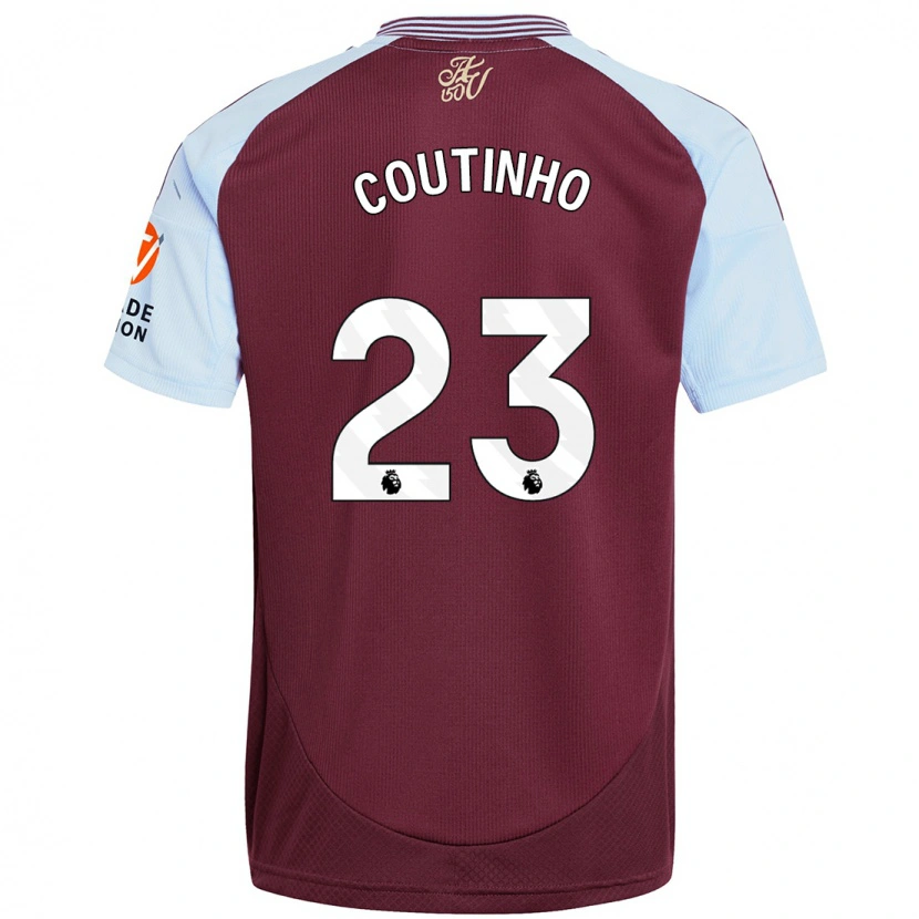 Danxen Kinder Philippe Coutinho #23 Burgunder Himmelblau Heimtrikot Trikot 2024/25 T-Shirt