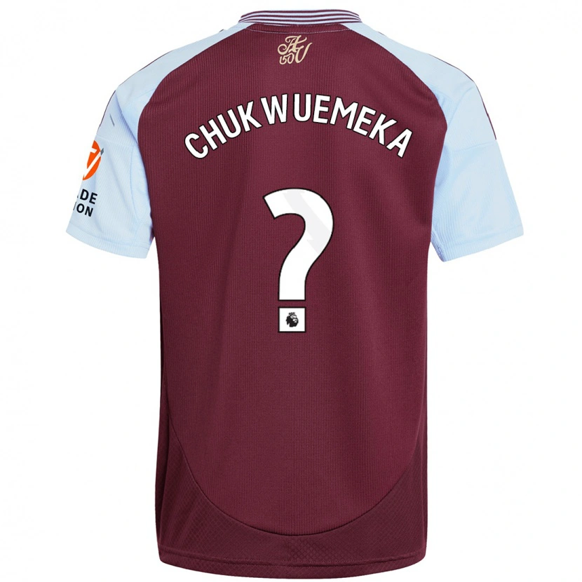 Danxen Kinder Caleb Chukwuemeka #0 Burgunder Himmelblau Heimtrikot Trikot 2024/25 T-Shirt