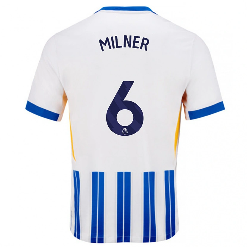 Danxen Kinder James Milner #6 Weiß Blaue Nadelstreifen Heimtrikot Trikot 2024/25 T-Shirt