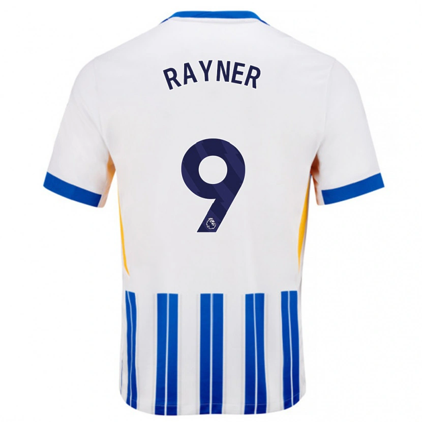 Danxen Kinder Rebecca Rayner #9 Weiß Blaue Nadelstreifen Heimtrikot Trikot 2024/25 T-Shirt