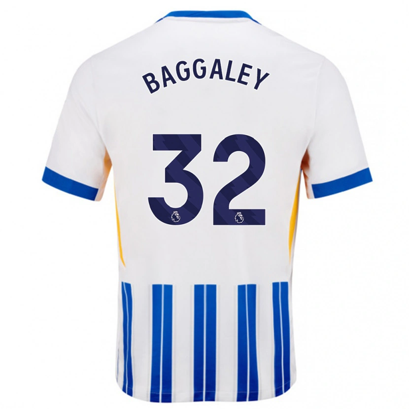 Danxen Kinder Sophie Baggaley #32 Weiß Blaue Nadelstreifen Heimtrikot Trikot 2024/25 T-Shirt