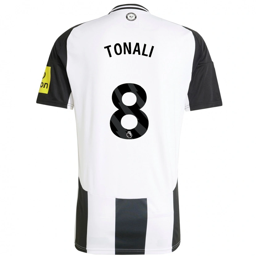 Danxen Kinder Sandro Tonali #8 Weiß Schwarz Heimtrikot Trikot 2024/25 T-Shirt