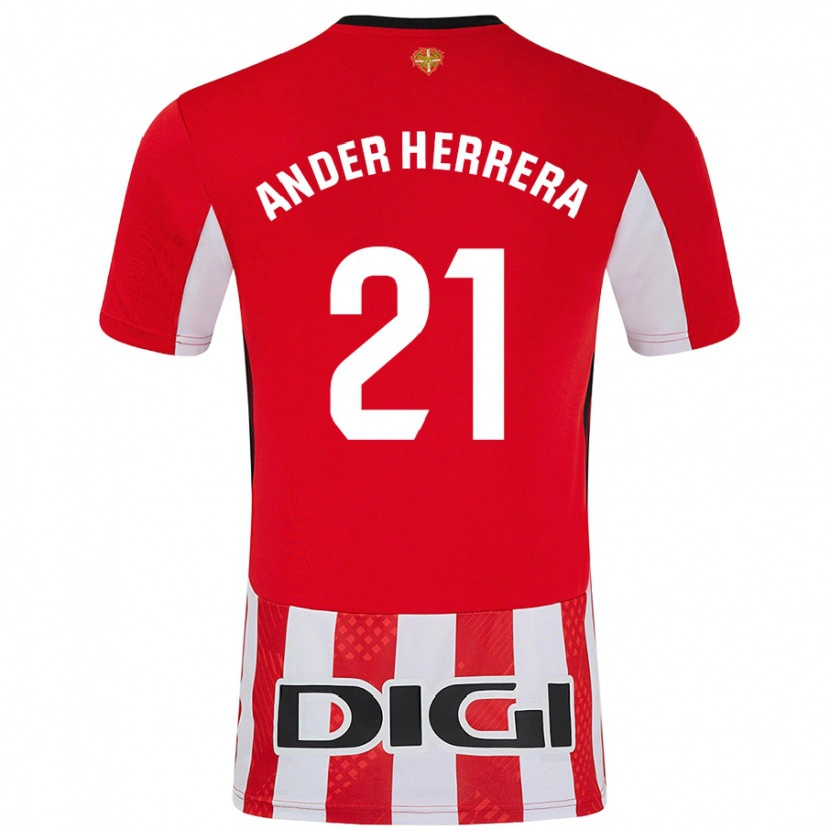 Danxen Kinder Ander Herrera #21 Rot Weiß Heimtrikot Trikot 2024/25 T-Shirt