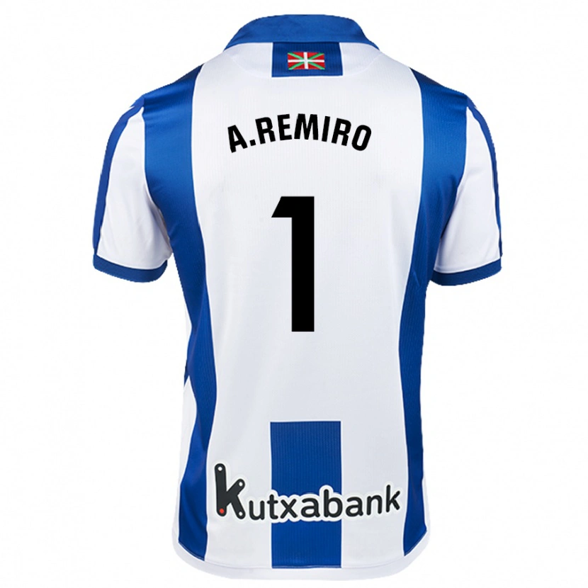 Danxen Kinder Álex Remiro #1 Weiß Blau Heimtrikot Trikot 2024/25 T-Shirt