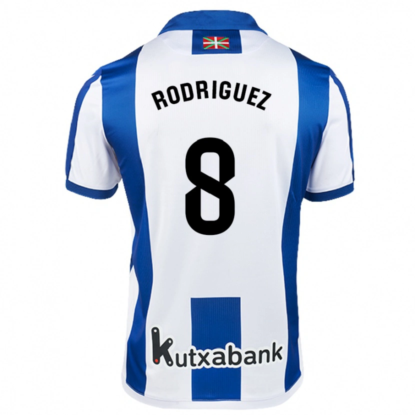 Danxen Kinder Mikel Rodriguez #8 Weiß Blau Heimtrikot Trikot 2024/25 T-Shirt