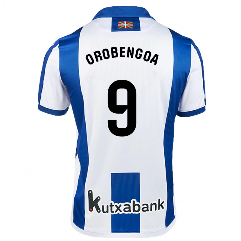 Danxen Kinder Ekain Orobengoa #9 Weiß Blau Heimtrikot Trikot 2024/25 T-Shirt