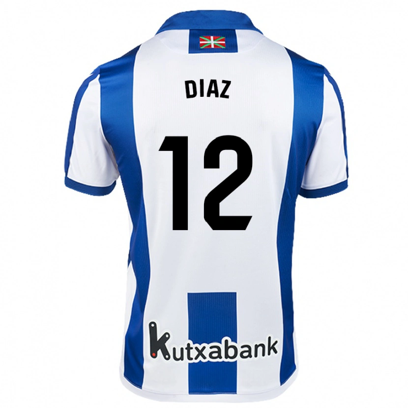 Danxen Kinder Ekain Díaz #12 Weiß Blau Heimtrikot Trikot 2024/25 T-Shirt