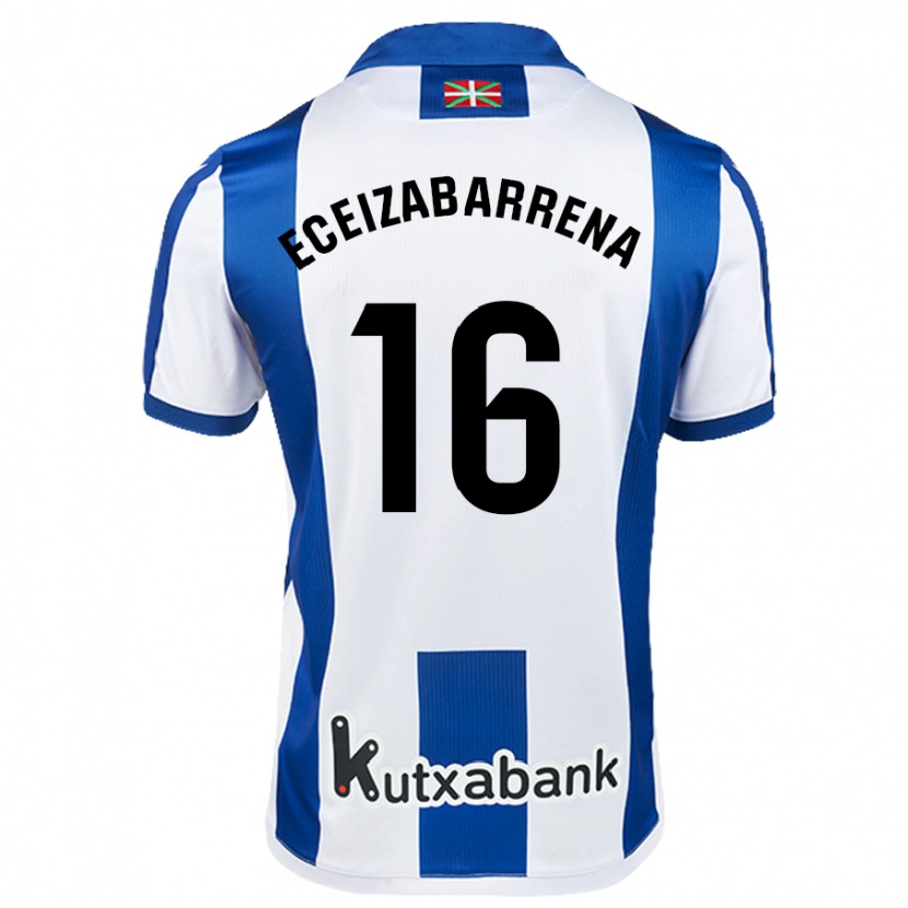 Danxen Kinder Jon Eceizabarrena #16 Weiß Blau Heimtrikot Trikot 2024/25 T-Shirt