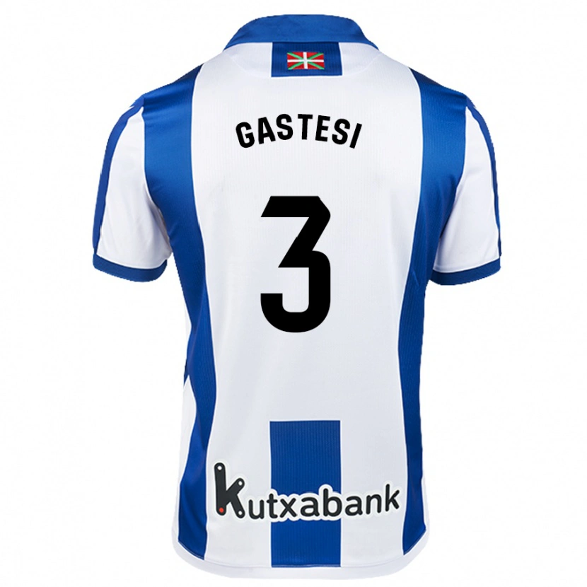 Danxen Kinder Gorka Gastesi #3 Weiß Blau Heimtrikot Trikot 2024/25 T-Shirt