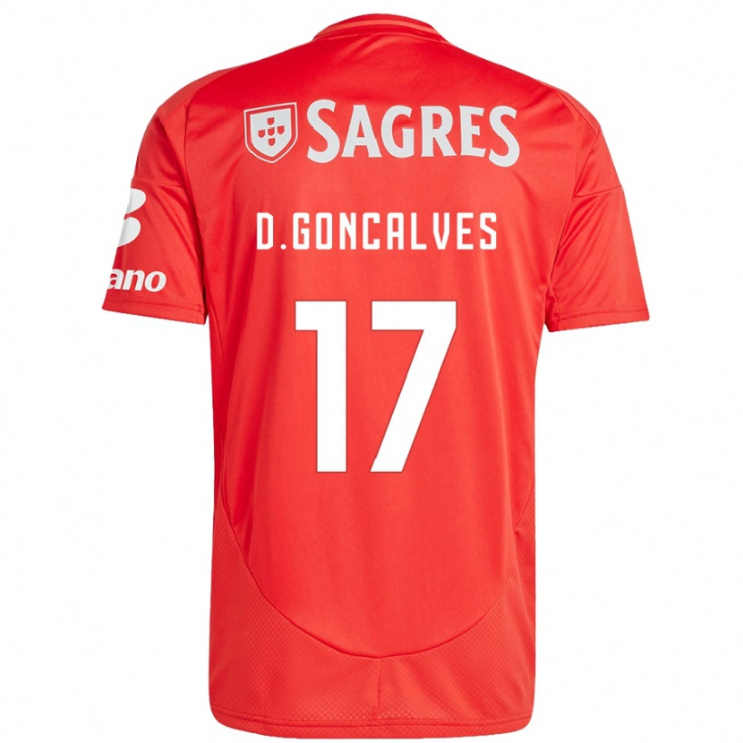 Danxen Kinder Diogo Goncalves #17 Rot Weiß Heimtrikot Trikot 2024/25 T-Shirt