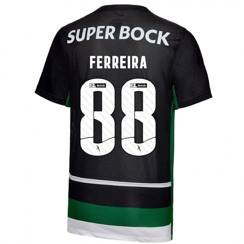 Danxen Kinder Tiago Ferreira #88 Schwarz Weiß Grün Heimtrikot Trikot 2024/25 T-Shirt