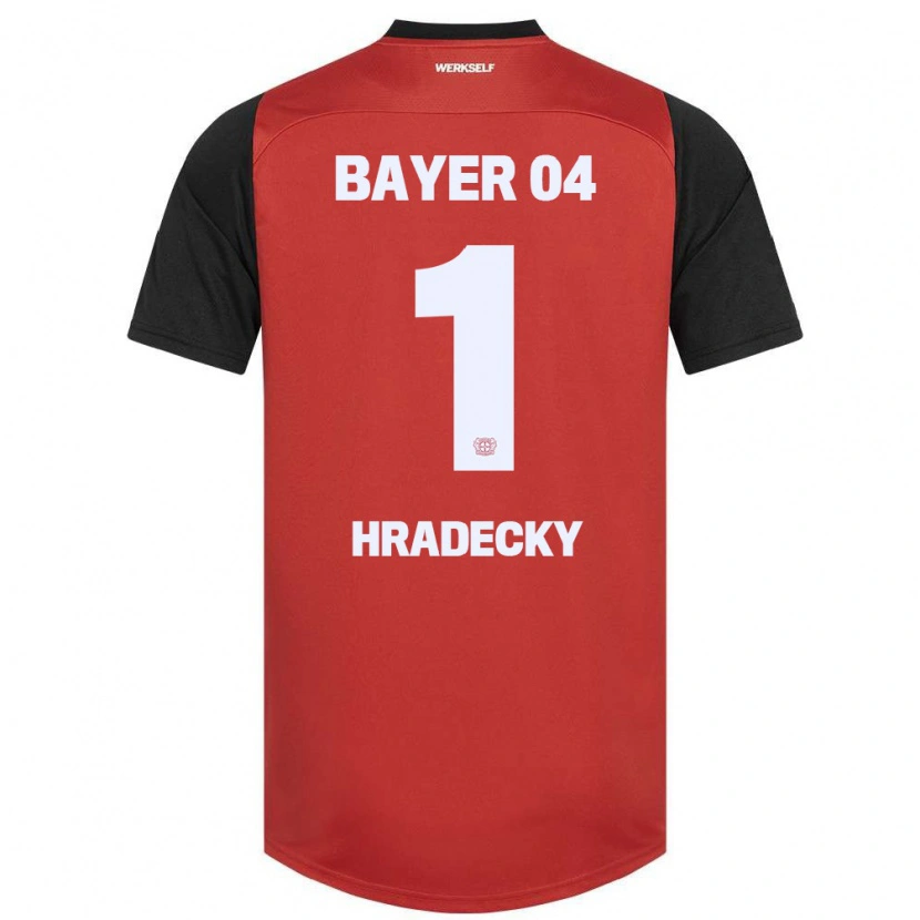 Danxen Kinder Lukas Hradecky #1 Rot Schwarz Heimtrikot Trikot 2024/25 T-Shirt