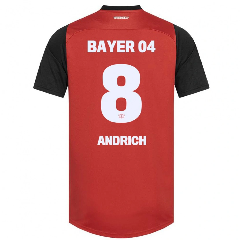 Danxen Kinder Robert Andrich #8 Rot Schwarz Heimtrikot Trikot 2024/25 T-Shirt